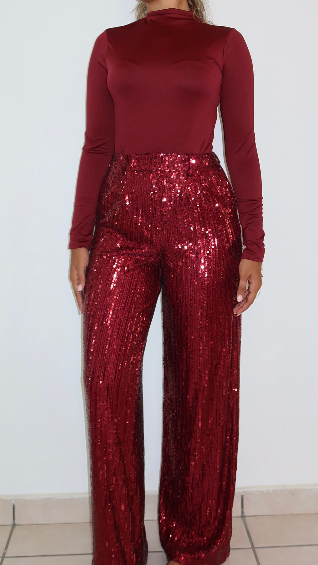 Glitter Burgundy Pants