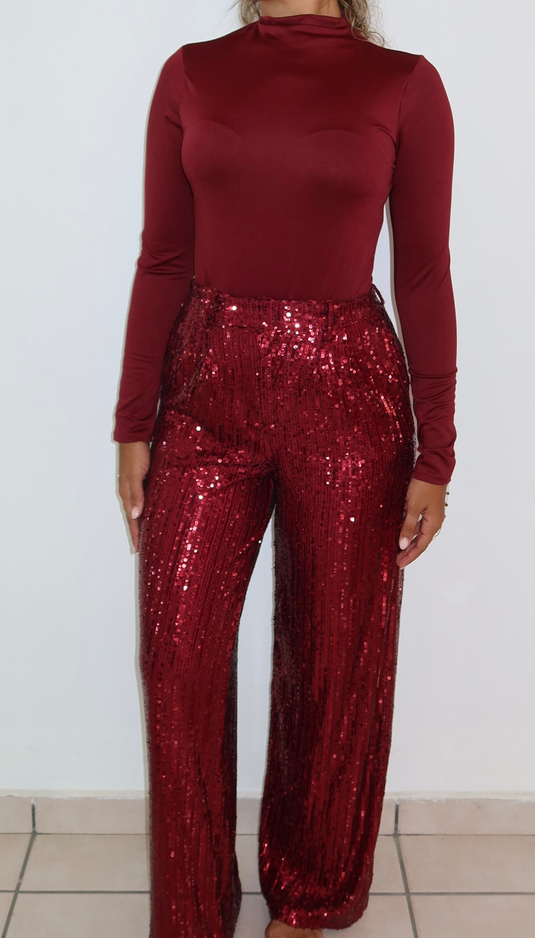 Burgundy Turtle Neck Bodysuit